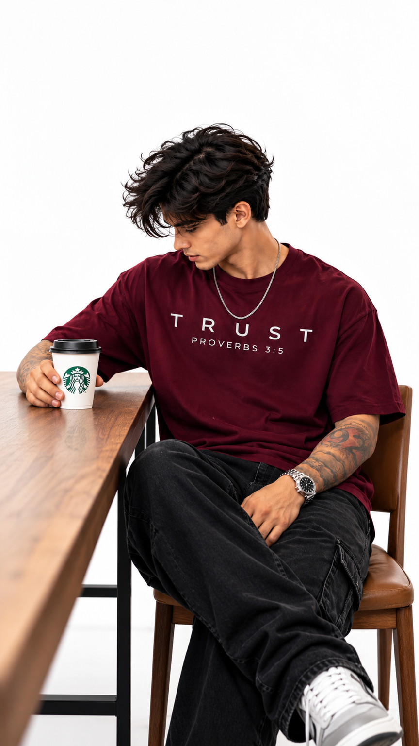 Trust Oversized T-Shirt — Wine