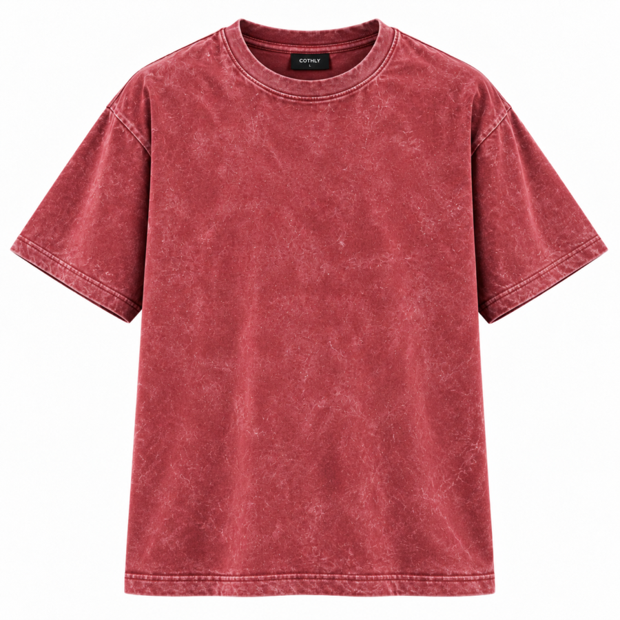 Red Acid Wash Oversized T-Shirt