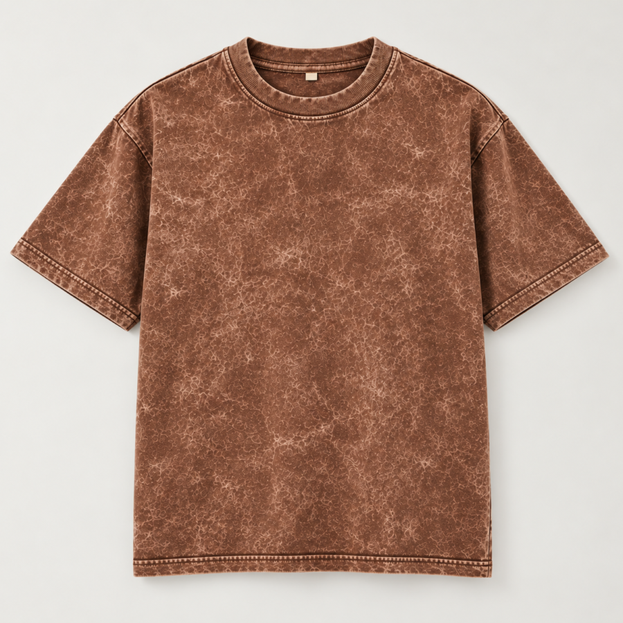 Brown Acid Wash Oversized T-Shirt