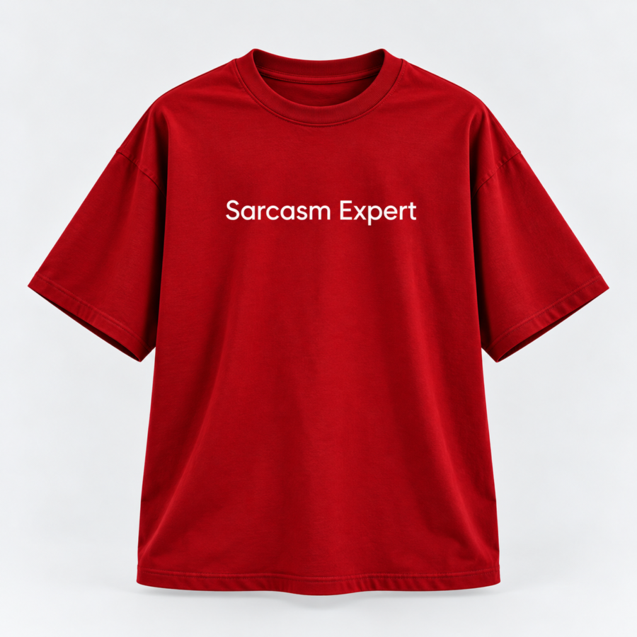 Sarcasm Expert Oversized Red T-Shirt