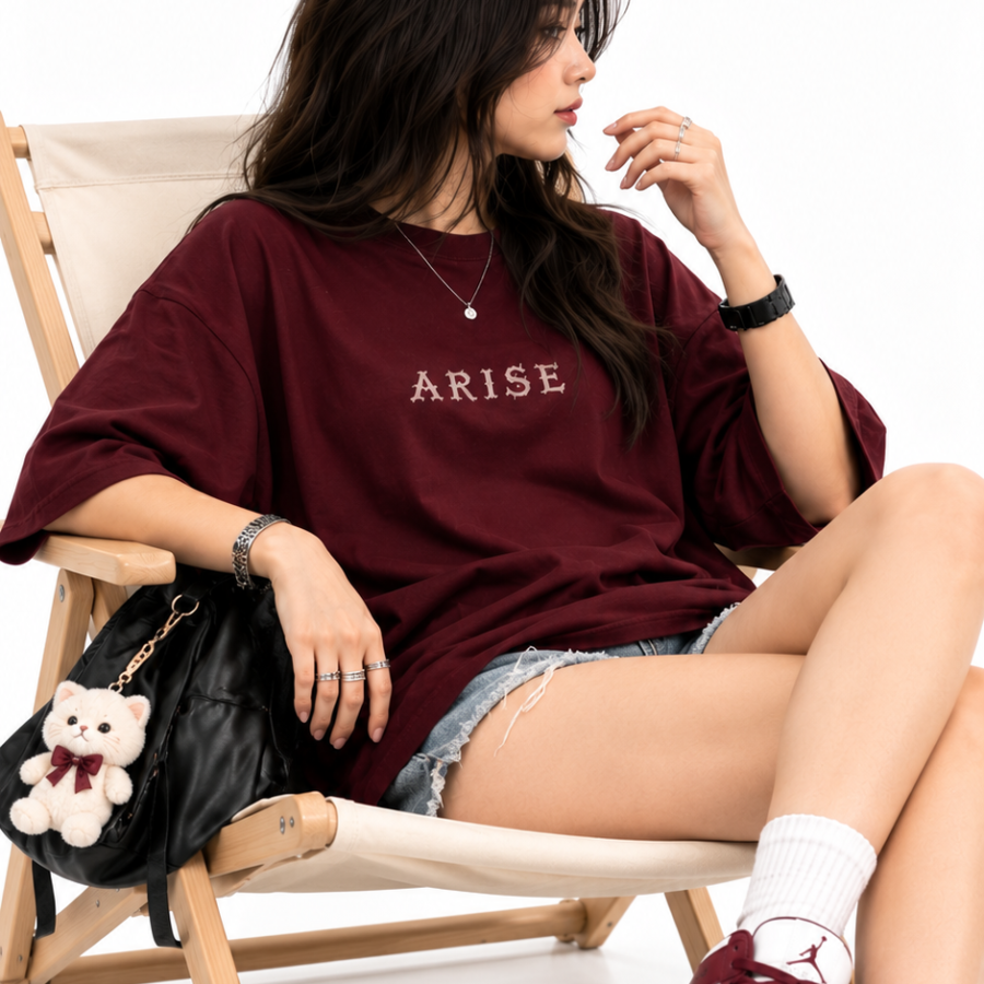 Just Chill Oversized T-Shirt — Burgundy