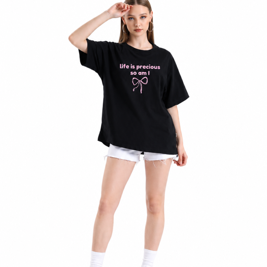 COTHLY Pink Ribbon oversized T-Shirt