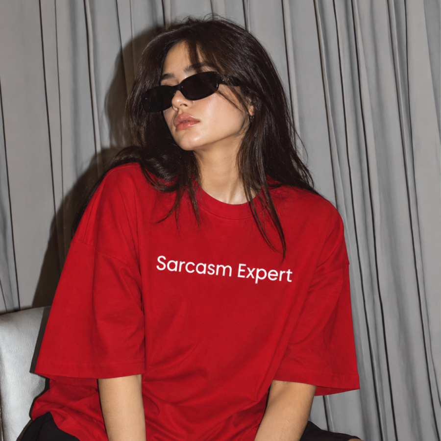 Sarcasm Expert Oversized Red T-Shirt
